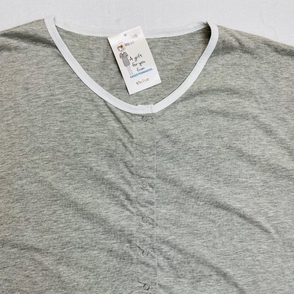 Singing on a Star Women's One Size Fits Most Grey Short Sleeve Henry Neck Sleep - Picture 5 of 8